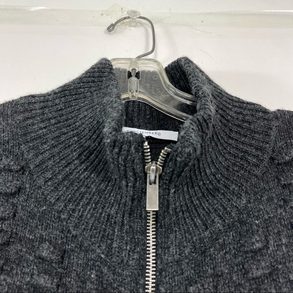 DVF lambswool cashmere park city long quilted gray zip vest S/P - Picture 5 of 14